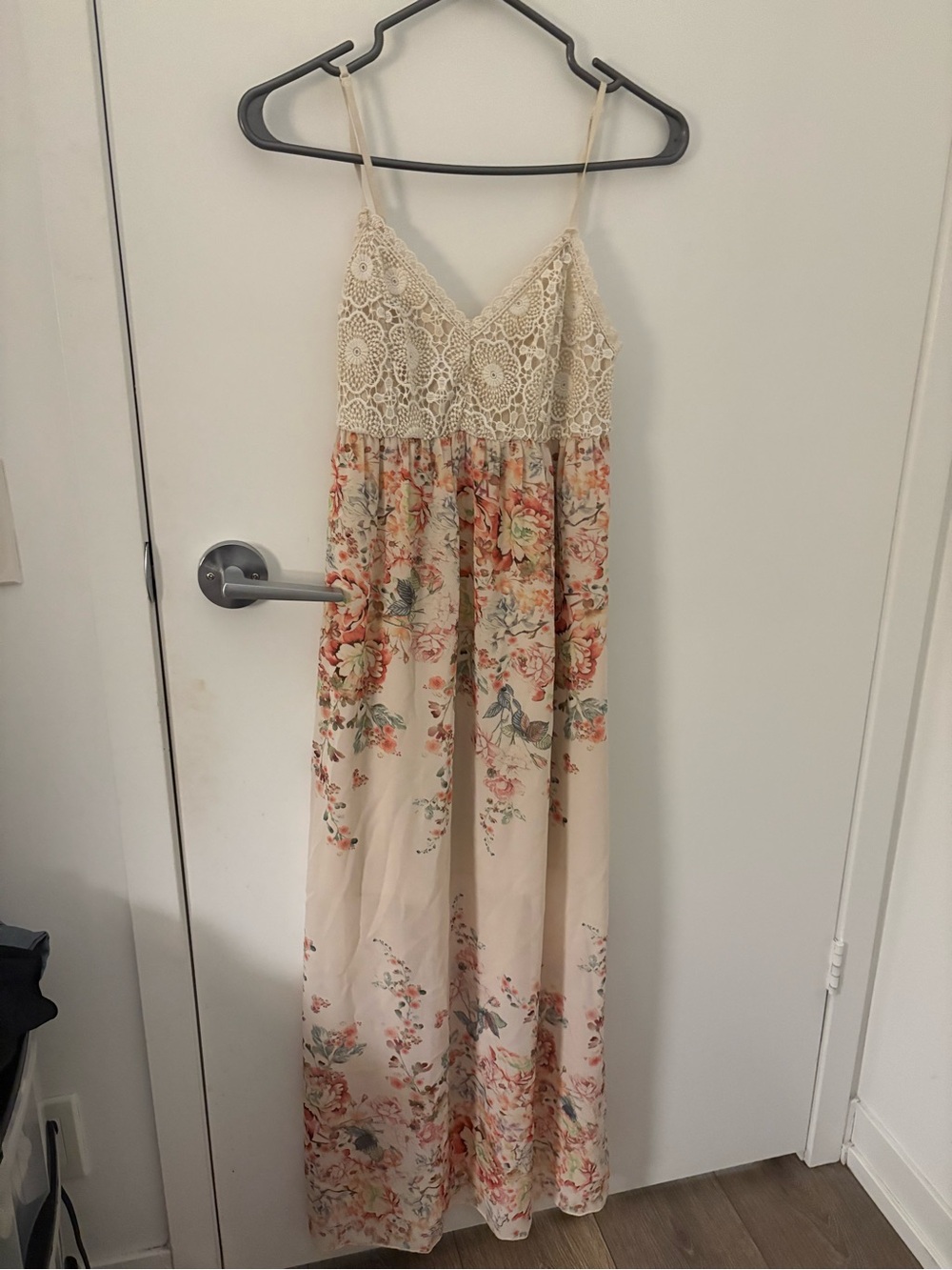 Marshalls Cream Lace Bodice Floral Maxi Slip